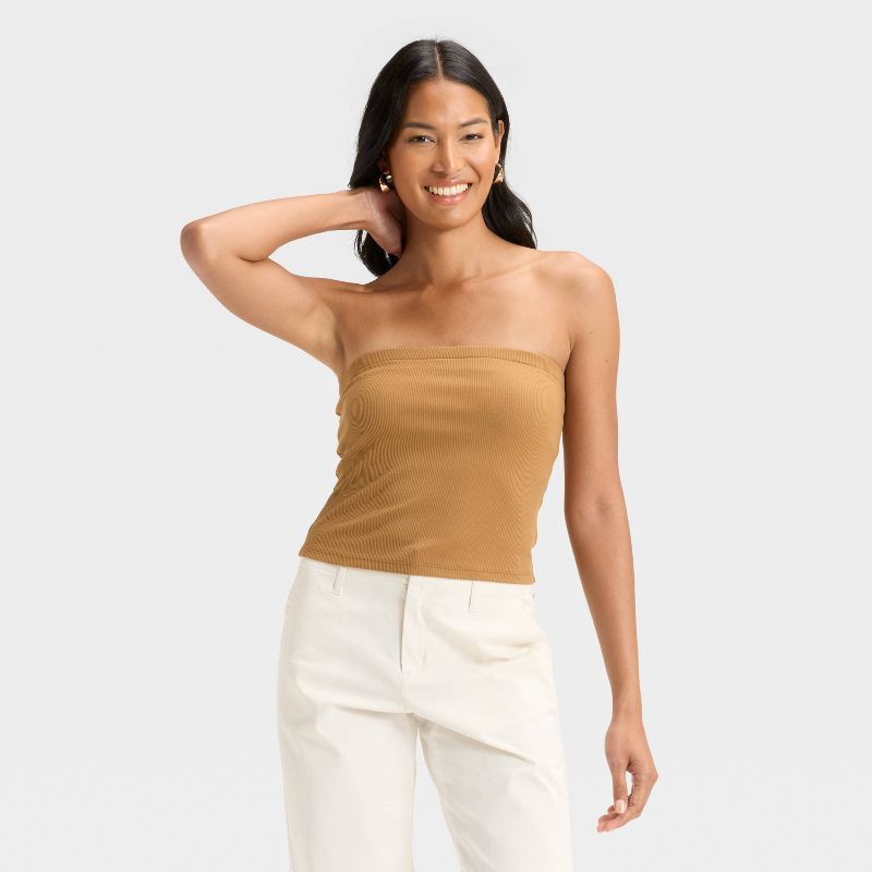 slide 1 of 3, Women's Tube Top - A New Day™ Brown M, 1 ct