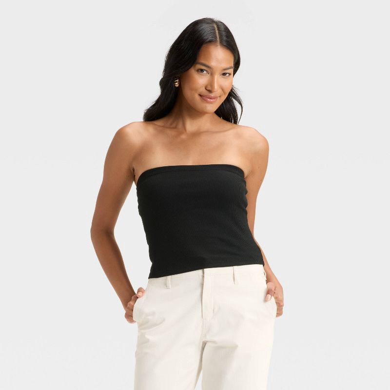 slide 1 of 3, Women's Tube Top - A New Day™ Black L, 1 ct