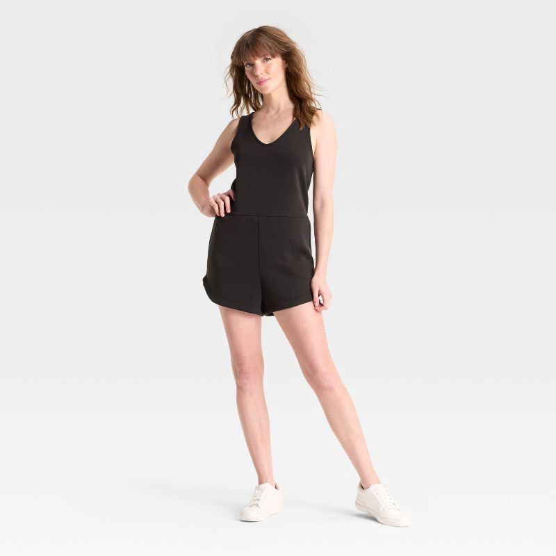 slide 3 of 3, Women's Sandwash Mini Romper - A New Day™ Black L, 1 ct