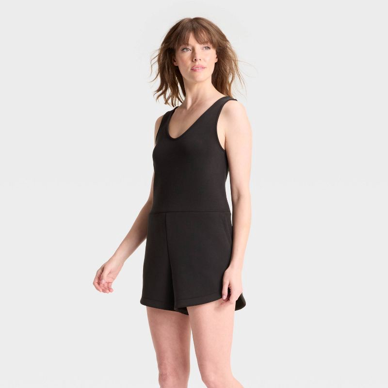 slide 1 of 3, Women's Sandwash Mini Romper - A New Day™ Black L, 1 ct