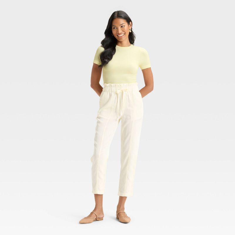 slide 3 of 3, Women's Slim Fit Short Sleeve Seamless Baby T-Shirt - A New Day™ Off-White L, 1 ct