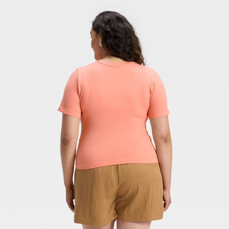 slide 2 of 4, Women's Slim Fit Short Sleeve Seamless Baby T-Shirt - A New Day™ Pink XXL, 1 ct