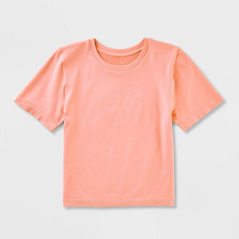 slide 4 of 4, Women's Slim Fit Short Sleeve Seamless Baby T-Shirt - A New Day™ Pink XXL, 1 ct