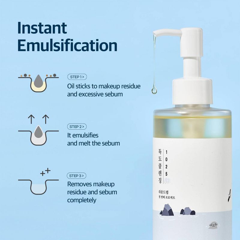 slide 5 of 9, Round Lab 1025 Dokdo Cleansing Oil Korean Skincare for Deep Pore Cleansing and Removal of Impurities with Hydration - 200ml, 200 ml