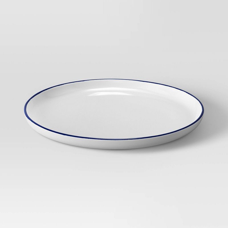 slide 1 of 3, 10.5" Stoneware Dinner Plate Blue Rim - Threshold™, 1 ct