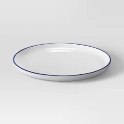 10.5" Stoneware Dinner Plate Blue Rim - Threshold™