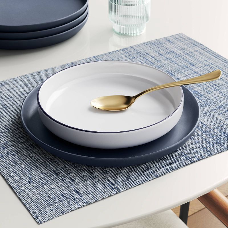 slide 2 of 3, 39.9oz Stoneware Dinner Bowl Blue Rim - Threshold™, 39.9 oz