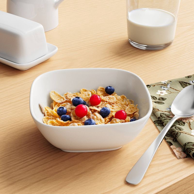 slide 2 of 3, 18.5 fl oz New Porcelain Square Cereal Bowl White - Threshold™, 18.5 fl oz