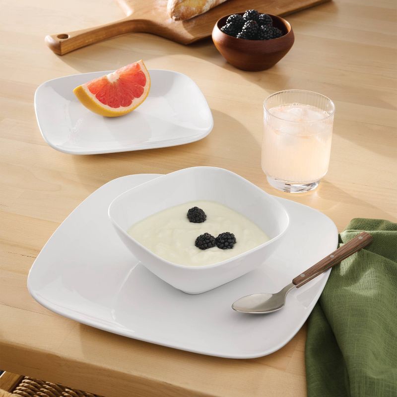 slide 2 of 5, 12pc New Poreclain Square Coupe Dinnerware Set - Threshold™, 12 ct