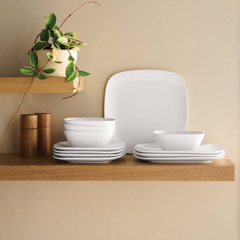 slide 3 of 5, 12pc New Poreclain Square Coupe Dinnerware Set - Threshold™, 12 ct
