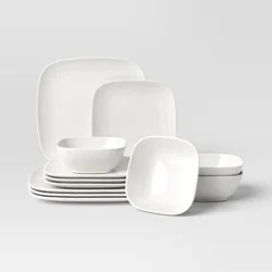 12pc New Poreclain Square Coupe Dinnerware Set - Threshold™
