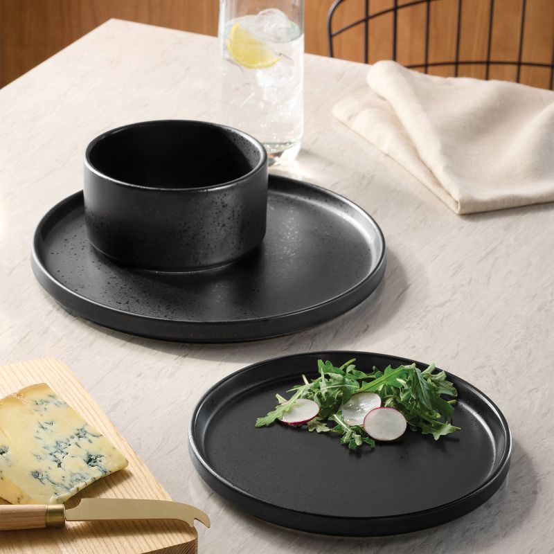 slide 2 of 5, 12pc Stoneware Stella Dinnerware Set Black - Threshold™, 12 ct