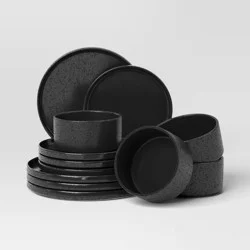 12pc Stoneware Stella Dinnerware Set Black - Threshold™