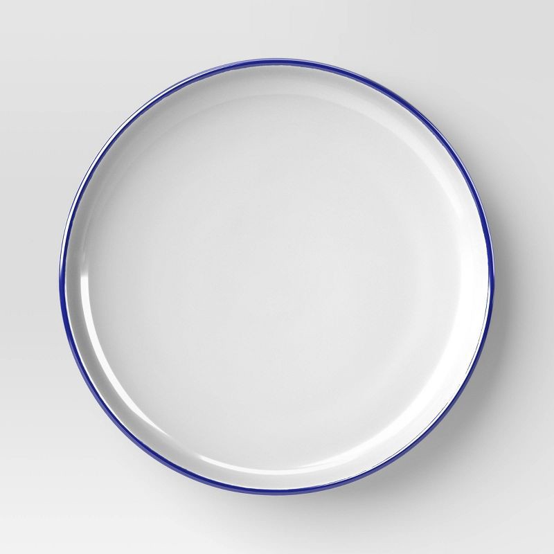 slide 4 of 5, 12pc Stoneware Dinnerware Set Blue Rim - Threshold™, 12 ct