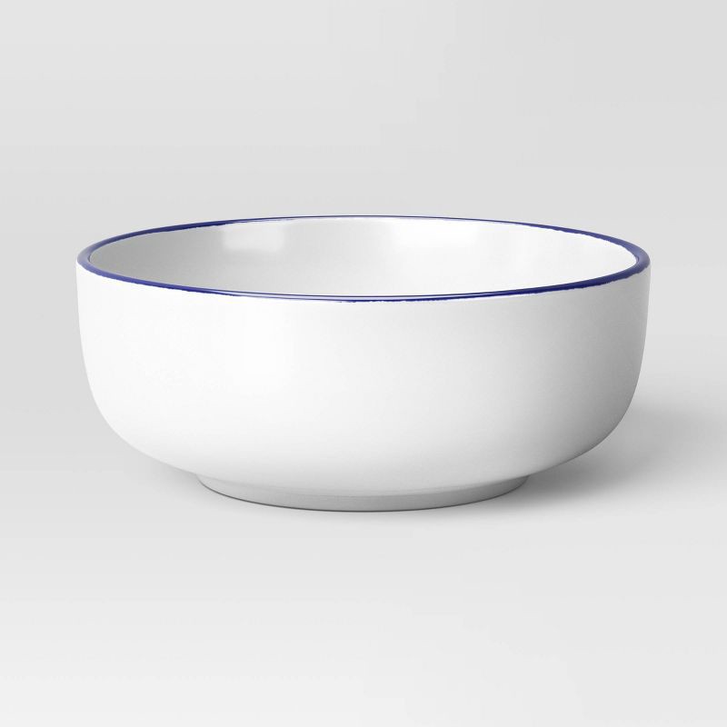 slide 5 of 5, 12pc Stoneware Dinnerware Set Blue Rim - Threshold™, 12 ct