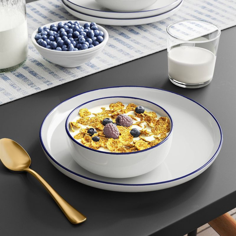 slide 2 of 3, 23.8oz Stoneware Cereal Bowl Blue Rim - Threshold™, 23.8 oz
