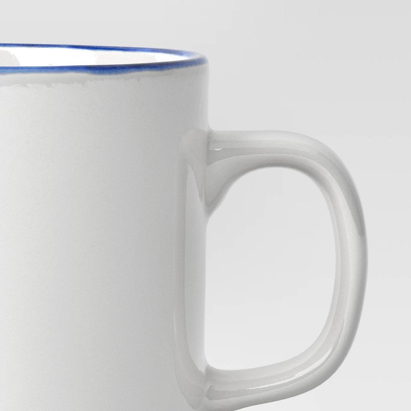 slide 3 of 3, 13.7oz Stoneware Mug Blue Rim - Threshold™, 13.7 oz