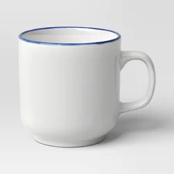 13.7oz Stoneware Mug Blue Rim - Threshold™