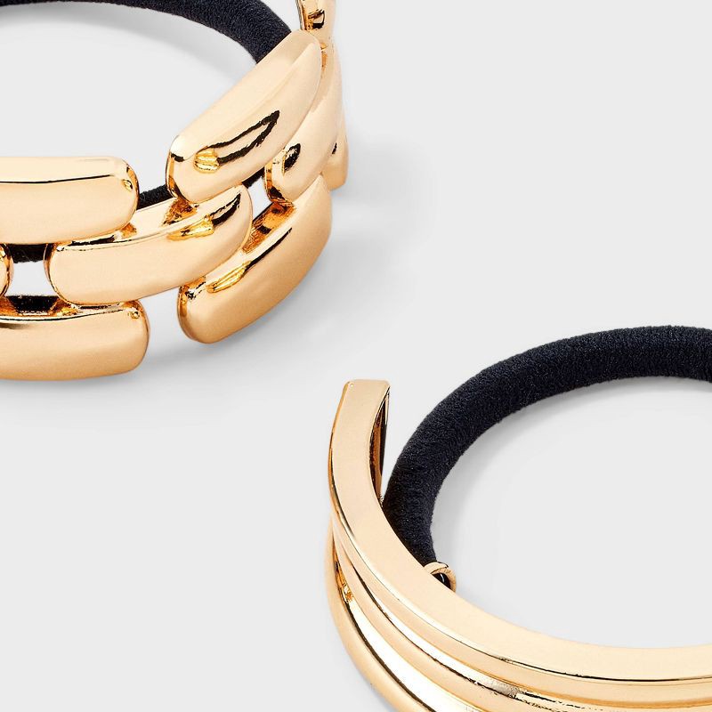 slide 3 of 3, Textured Pony Cuff Hair Twister 2pc - A New Day™ Gold: Fashion Elastic Band, Zinc & Plastic, 2 ct