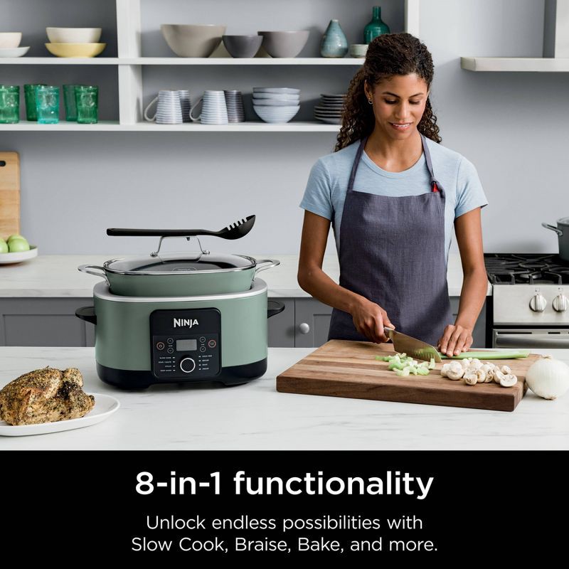 slide 6 of 12, Ninja PossibleCooker PRO 8.5qt Multi-Cooker with 8-in-1 Slow Cooker, Dutch Oven, Sous Vide, Oven Safe Pot to 500°F Sage Green MC1001GN, 8.5 qt