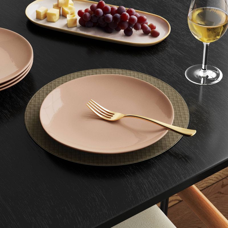 slide 2 of 4, 2pk Textured Faux Leather Charger Olive - Threshold™, 2 ct