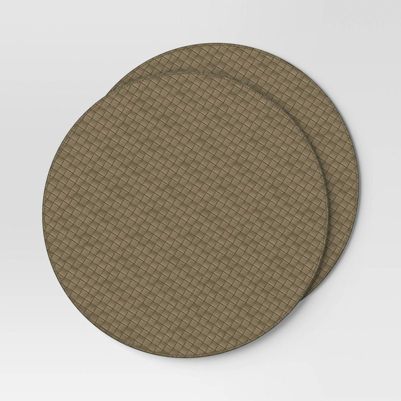 slide 1 of 4, 2pk Textured Faux Leather Charger Olive - Threshold™, 2 ct