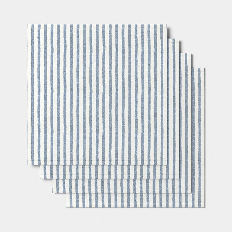 slide 3 of 3, 4pk Striped Napkins Blue - Threshold™, 4 ct