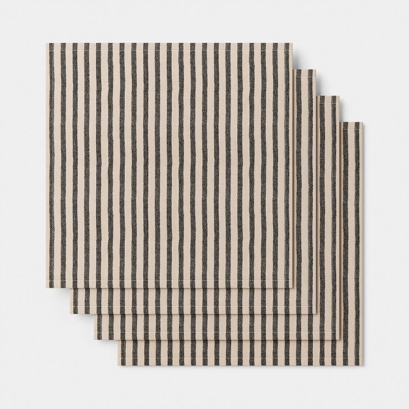 slide 3 of 3, 4pk Striped Napkins Khaki/Black - Threshold™, 4 ct