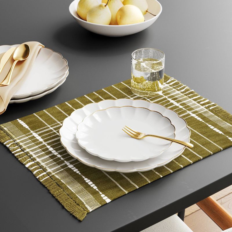 slide 2 of 4, 2pk Woven Placemat Olive - Threshold™, 2 ct