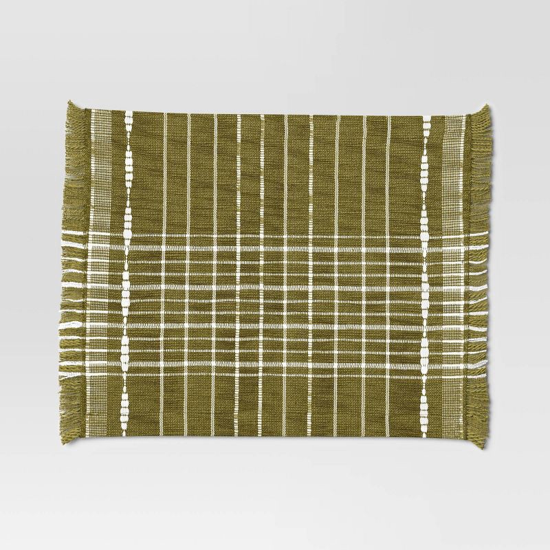 slide 3 of 4, 2pk Woven Placemat Olive - Threshold™, 2 ct