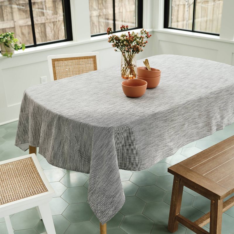 slide 2 of 3, 120"x60" Tablecloth Black/White Weave - Threshold™, 1 ct