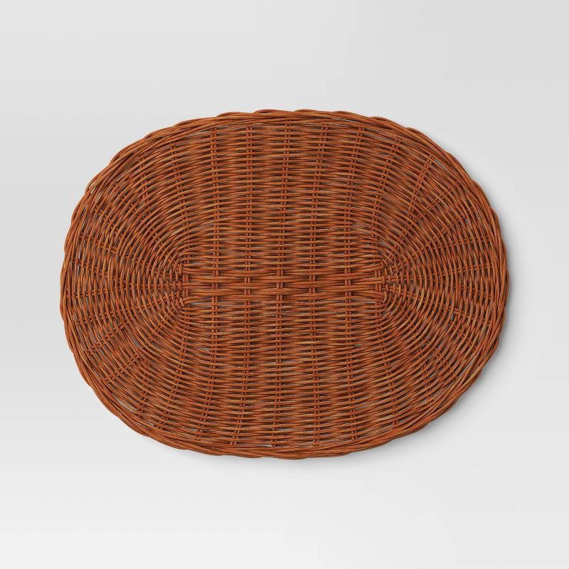 slide 3 of 4, 2pk Dark Woven Rattan Placemat - Threshold™, 2 ct