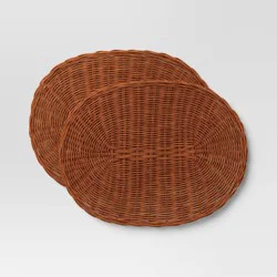 2pk Dark Woven Rattan Placemat - Threshold™