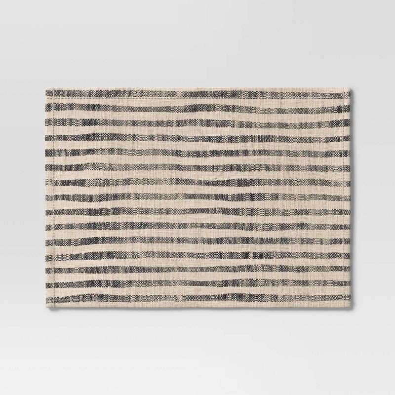 slide 3 of 4, 2pk Placemat Khaki/Black Striped - Threshold™, 2 ct