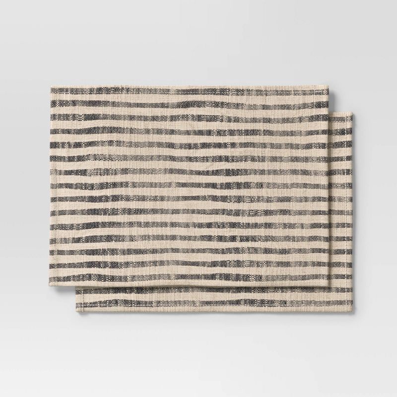 slide 1 of 4, 2pk Placemat Khaki/Black Striped - Threshold™, 2 ct