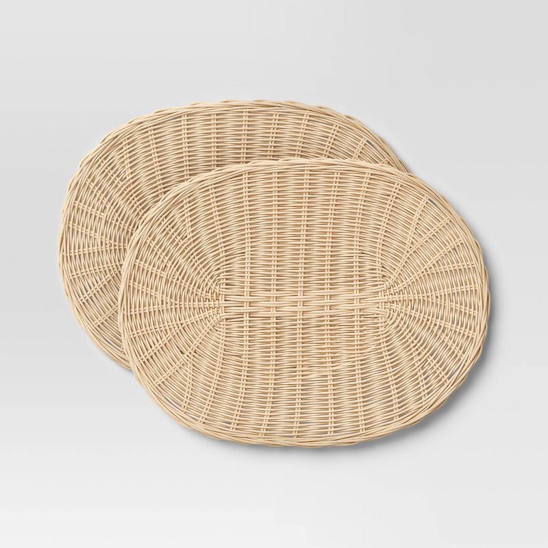 slide 1 of 4, 2pk Light Woven Rattan Placemat - Threshold™, 2 ct
