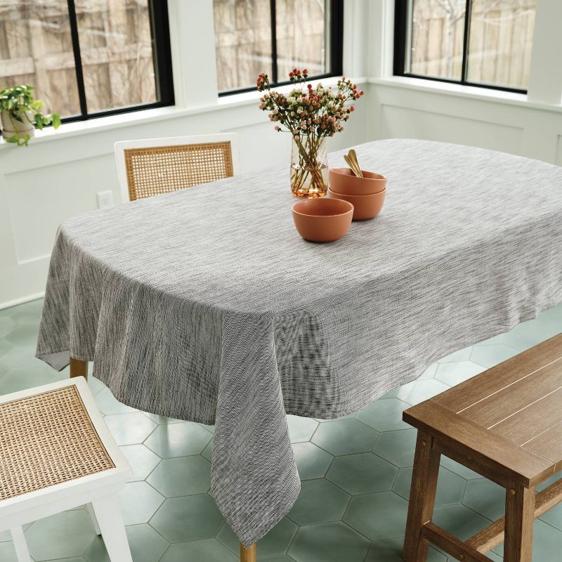 slide 2 of 3, 84"x60" Tablecloth Black/White Weave - Threshold™, 1 ct