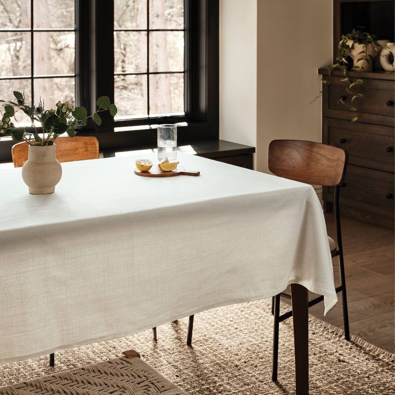 slide 2 of 3, 84"x60" Tablecloth White - Threshold™, 1 ct