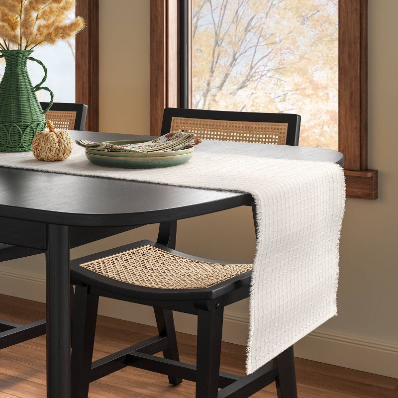 slide 2 of 3, 104"x14" Textured Solid Table Runner Ivory - Threshold™, 1 ct