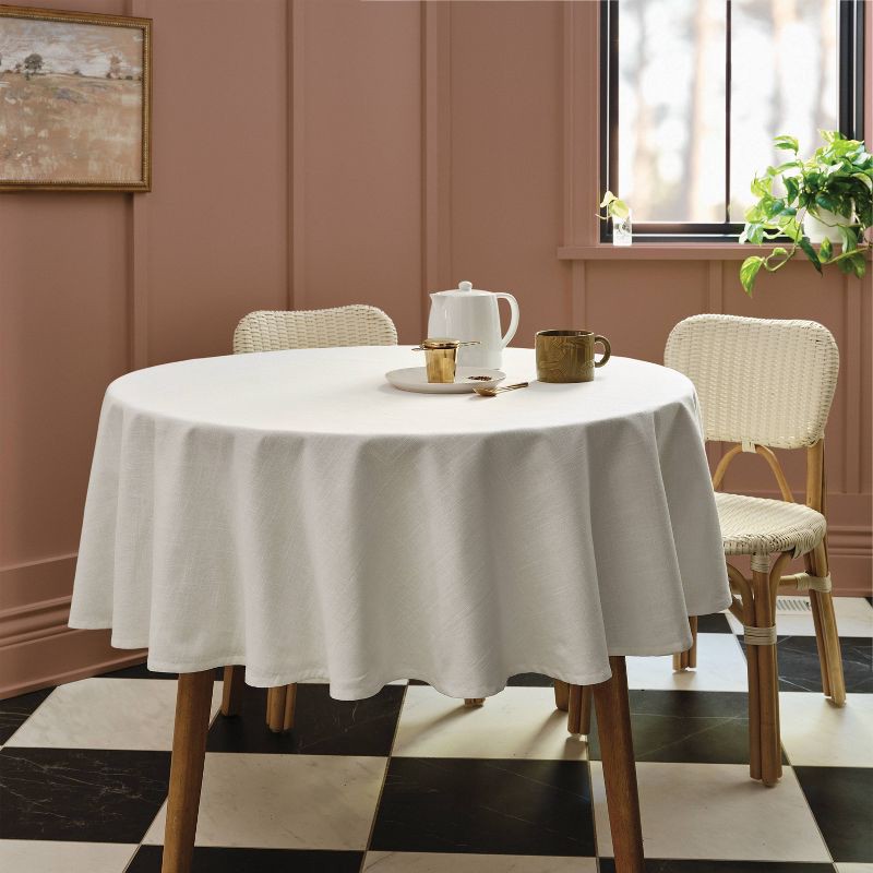 slide 2 of 3, 70"x70" Tablecloth White - Threshold™, 1 ct