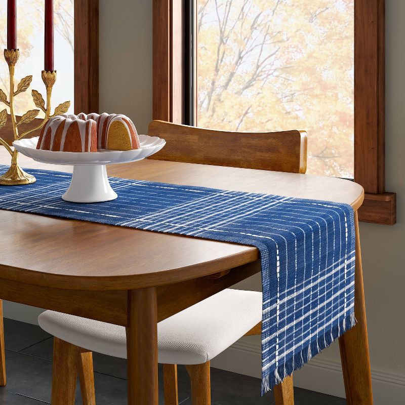 slide 2 of 3, 108"x14" Table Runner Dark Blue Woven - Threshold™, 1 ct