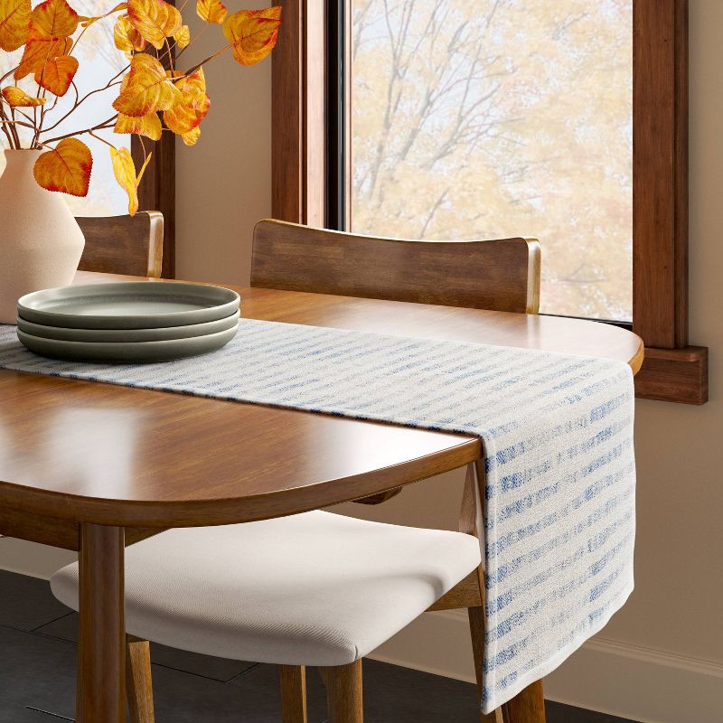 slide 2 of 3, 72"x14" Table Runner Blue Striped - Threshold™, 1 ct