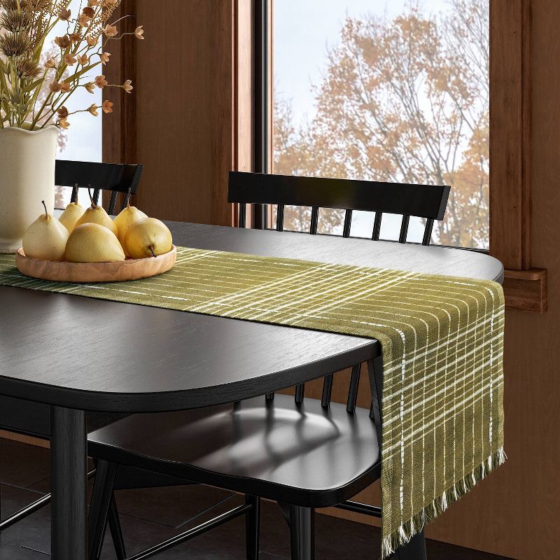 slide 2 of 3, 72"x14" Table Runner Olive Woven- Threshold™, 1 ct