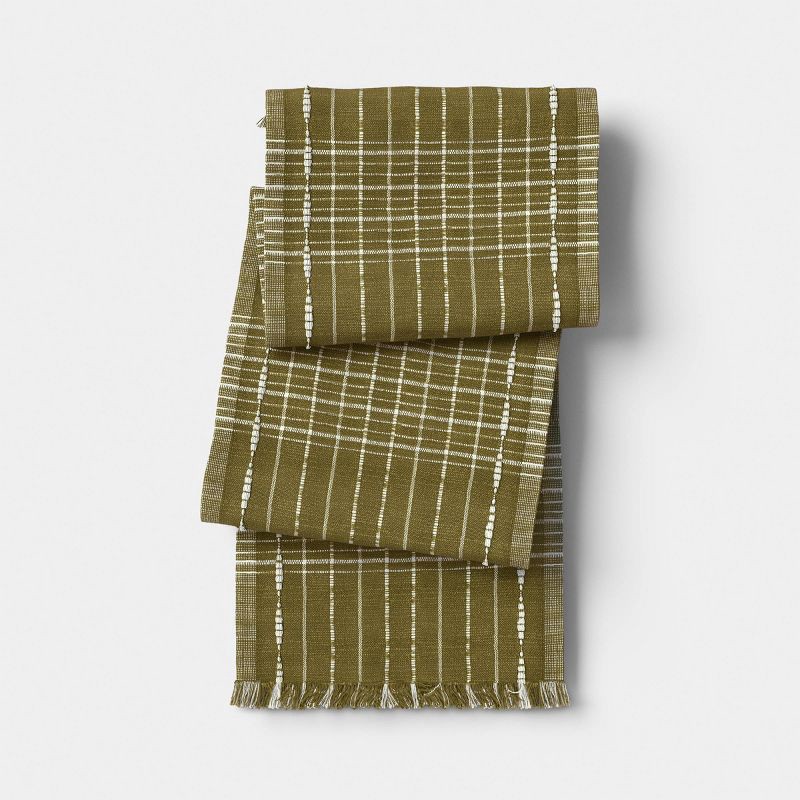 slide 1 of 3, 72"x14" Table Runner Olive Woven- Threshold™, 1 ct