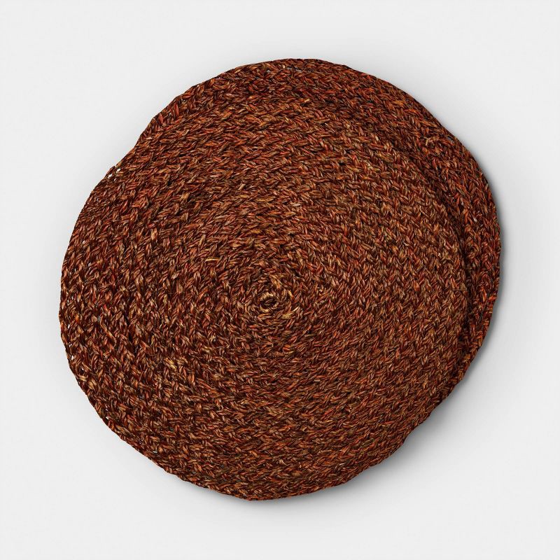 slide 1 of 4, 2pk Braided Seagrass Charger Dark Brown - Threshold™, 2 ct