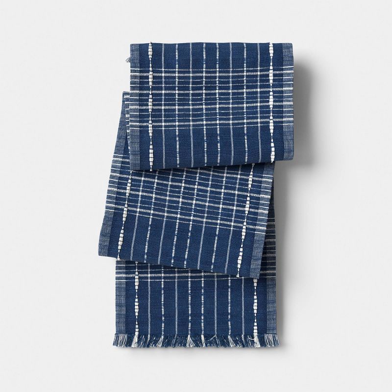 slide 1 of 3, 72"x14" Woven Table Runner Dark Blue - Threshold™, 1 ct