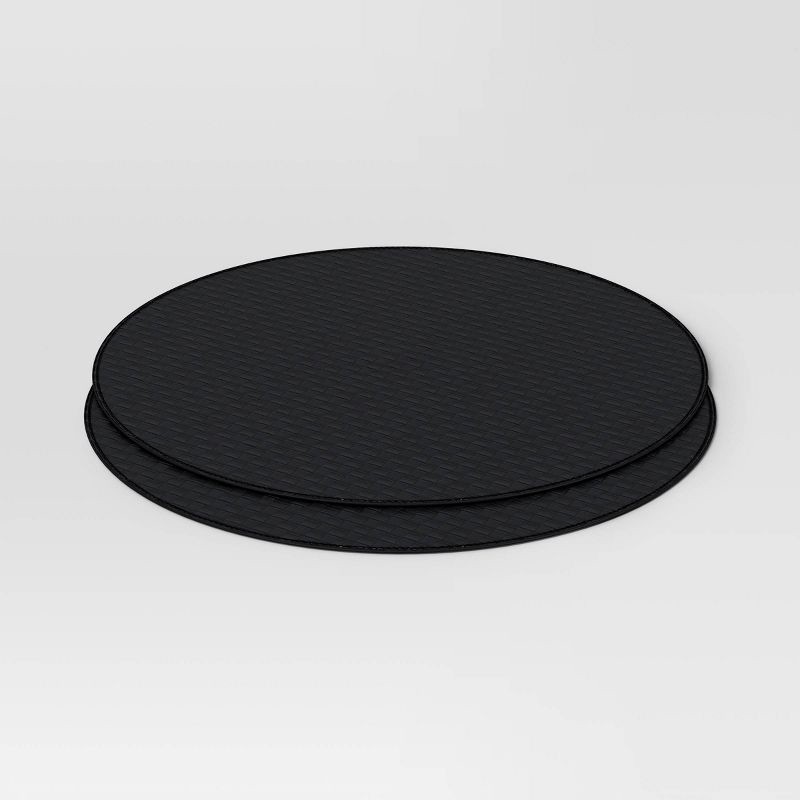 slide 3 of 4, 2pk Textured Faux Leather Charger Black - Threshold™, 2 ct