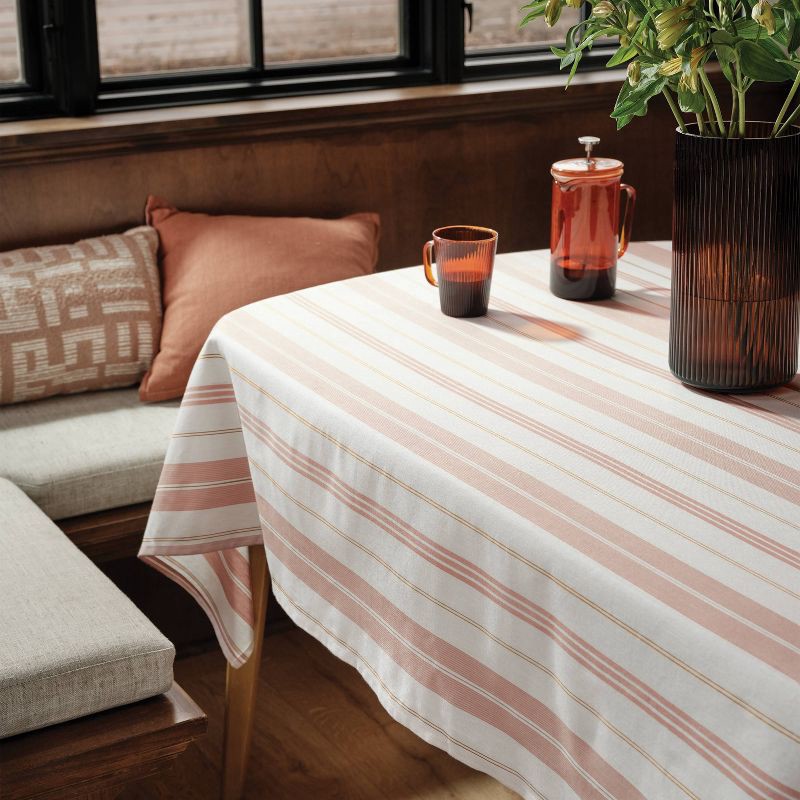 slide 2 of 3, 120"x60" Warm Striped Tablecloth - Threshold™, 1 ct