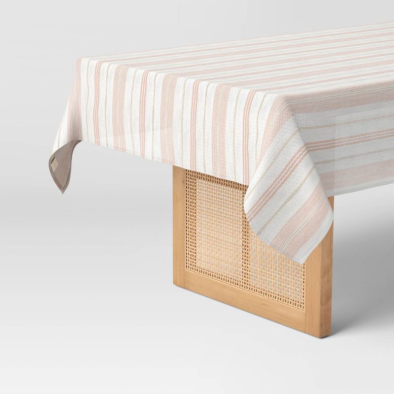 slide 1 of 3, 84"x60" Warm Striped Tablecloth - Threshold™, 1 ct