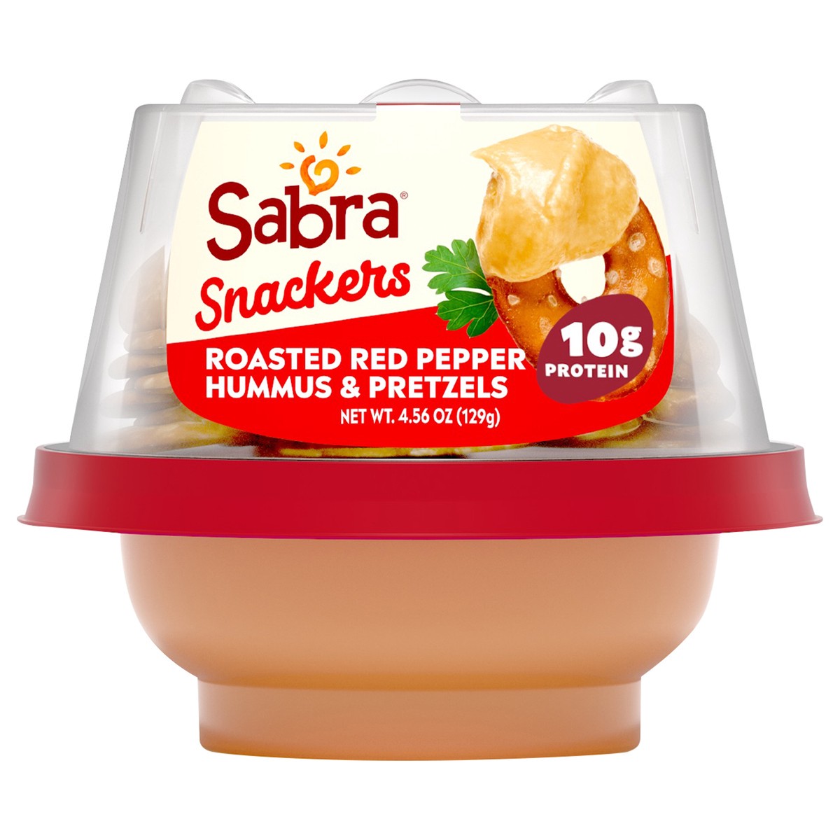 slide 3 of 10, Sabra Hummus Red Pepper w/Pretzels 4.56 Ounce Plastic Cup, 4.56 oz